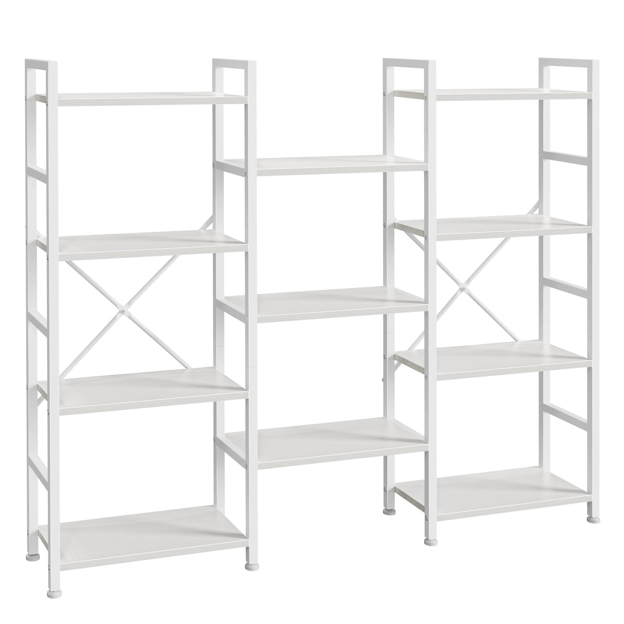 SUPERJARE Triple 4 Tier Bookshelf, Bookcase with 11 Open Display Shelves, Wide Book Shelf Book Case for Home & Office, White SUPERJARE