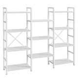 SUPERJARE Triple 4 Tier Bookshelf, Bookcase with 11 Open Display Shelves, Wide Book Shelf Book Case for Home & Office, White SUPERJARE