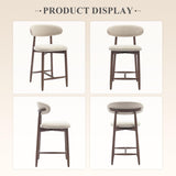 COLAMY Counter Height Bar Stools Set of 4, Kitchen Bar Stools with Back, Mid Century Modern Upholstered, with Wood Legs for Kitchen Island Dining Room, Beige COLAMY