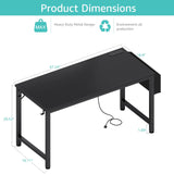 Lufeiya Gaming Desk with Power Outlet, 47 inch Teen Study Table Home Office Work Writing Computer Desks with Charging Station Outlets Built in, Black Lufeiya