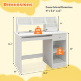 Costzon Kids Study Desk with Hutch and Storage - White Wooden Workstation for Children Costzon