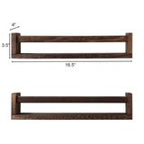 JORIKCHUO Nursery Book Shelves, Set of 2 Wood Floating Book Shelves for Kids Room, Kitchen Spice Rack, or Rustic Wall Mounted Shelves for Farmhouse Bathroom Decor (Carbon Brown) JORIKCHUO
