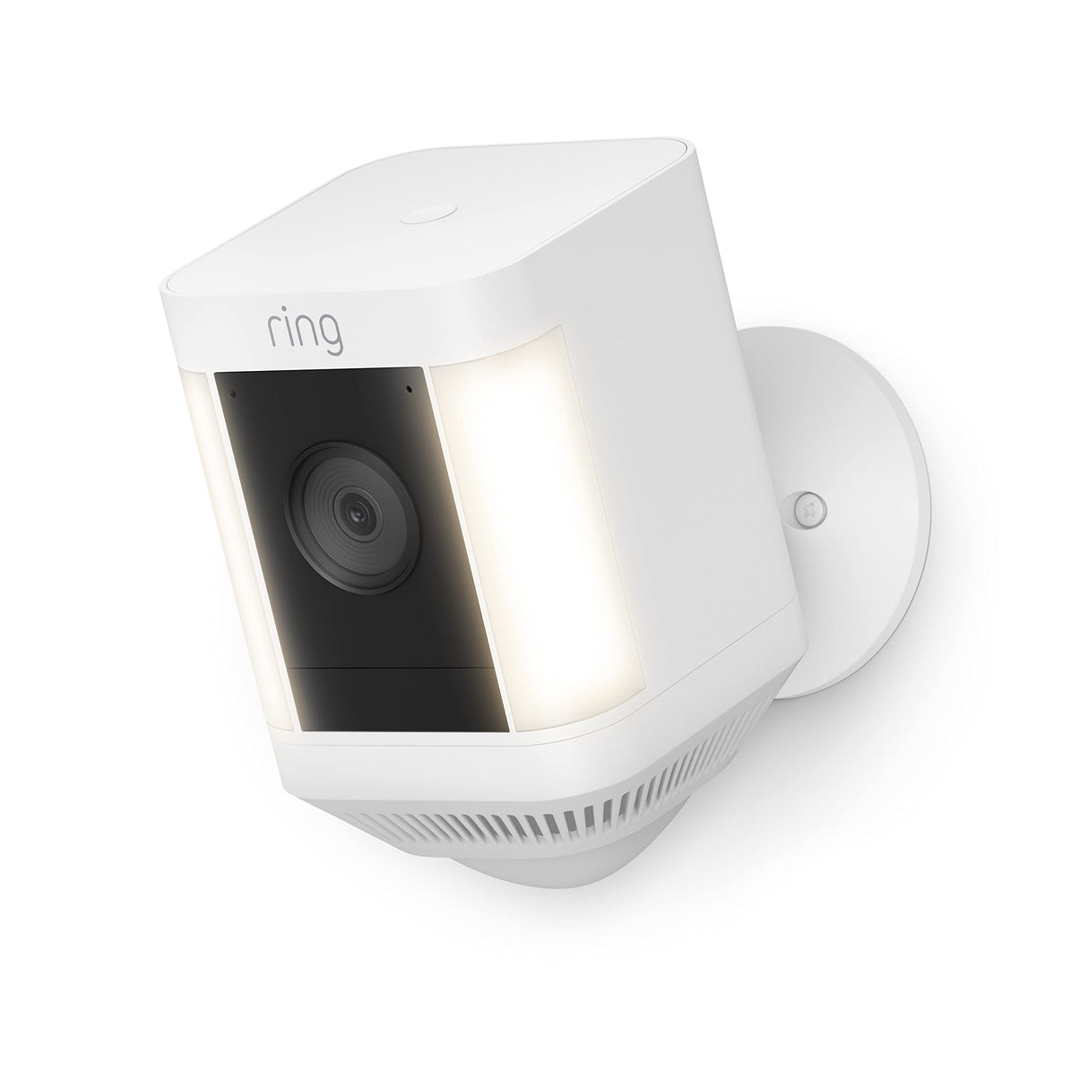 Ring Spotlight Cam Plus, Battery | Two-Way Talk, Color Night Vision, and Security Siren (2022 release) - White Ring