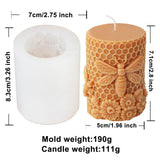 Xidmold Bee Honeycomb Flower Cylinder Candle Mold, Honeybee Beehive Pillar Silicone Mold for Beeswax Candle, Soy Wax Candle, Plaster Ornament, DIY Crafts (B) Xidmold