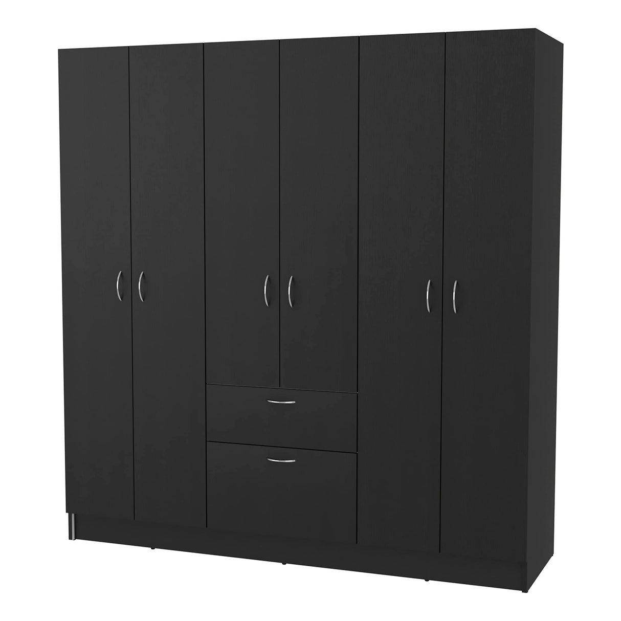FM FURNITURE Guajira Six Door Armoire, Three Cabinets, Hidden Drawer Shoes,Black/White for Bedroom FM FURNITURE