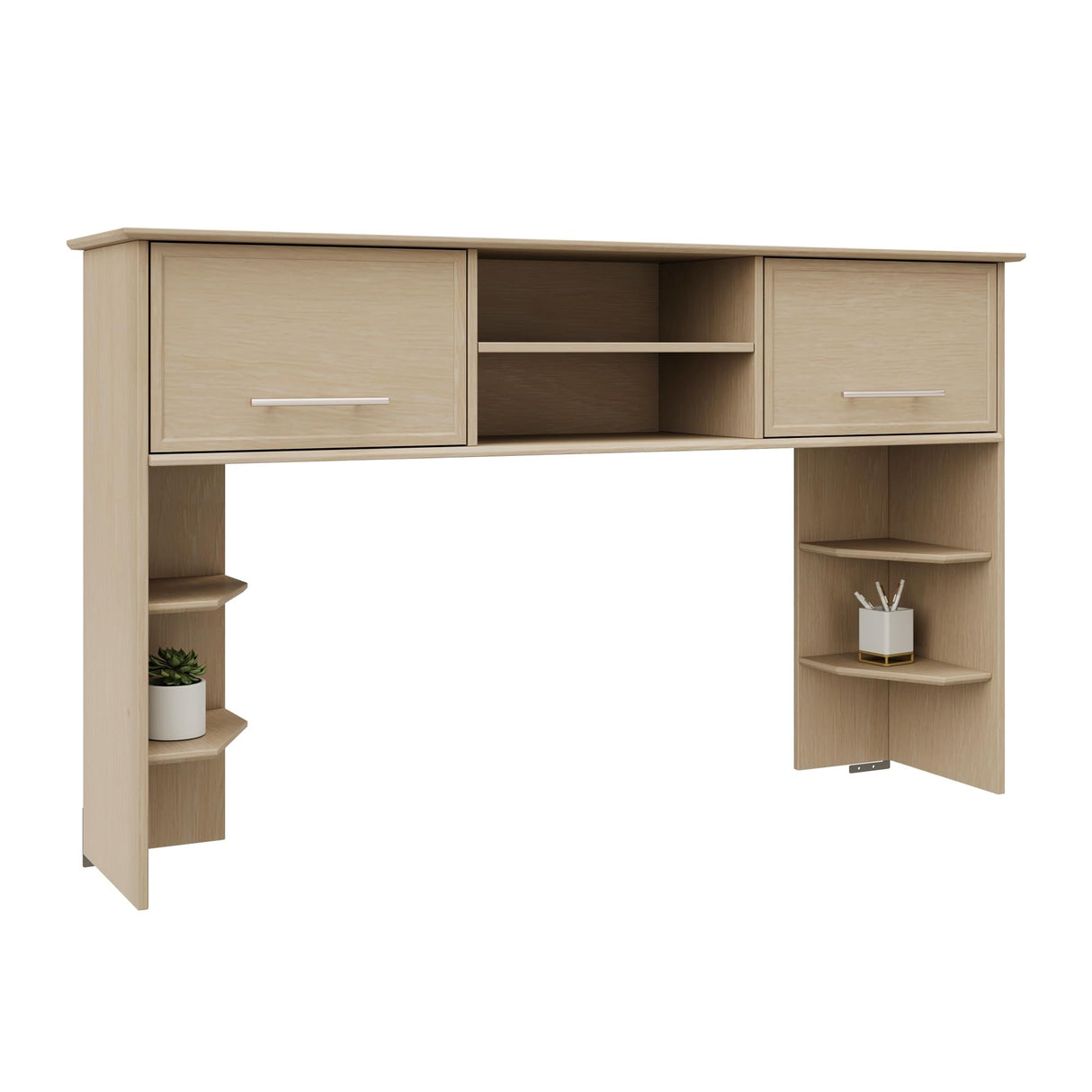 Realspace® Koru 60"W Hutch for Koru L-Shaped Or Straight Computer Desks, Natural Oak Realspace