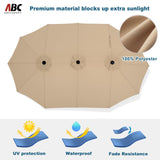 ABCCANOPY 15FT Double-Sided Aluminum Table Patio Umbrella Garden Large Umbrella,Swimming Pool 12+Colors,Khaki ABCCANOPY