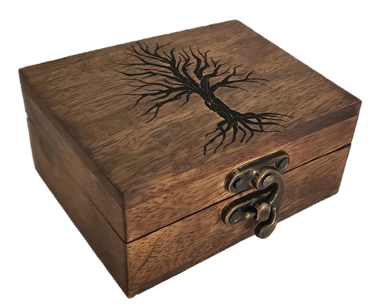 JB&C Premium Tree of Life Box Wooden Jewelry Box for Keepsake, Trinket Box Wooden tree of life decorative box (3.75 x 3 x 1.75) JB&C Premium