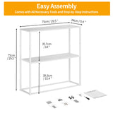 TIQLAB Small Entryway Table, 29.5" Narrow Console Table with Shelves, Sofa Table, Couch Table, Side Table, Entry Table for Hallway, Living Room, Small Space, White TIQLAB
