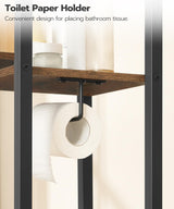 HOOBRO 8-Tier Over The Toilet Storage, Freestanding Bathroom Organizer Space Saver, Mass-Storage Side Storage Open Rack, for Bathroom, Living Room, Laundry, Rustic Brown and Black BF86TS01 HOOBRO