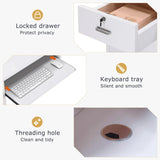 Modern Reception Desk with Storage Drawers and Open Shelves, 47-95 Inch Front Counter Table for Office, Salon, Lobby, Retail Store, or Home Workspace LSZMXI