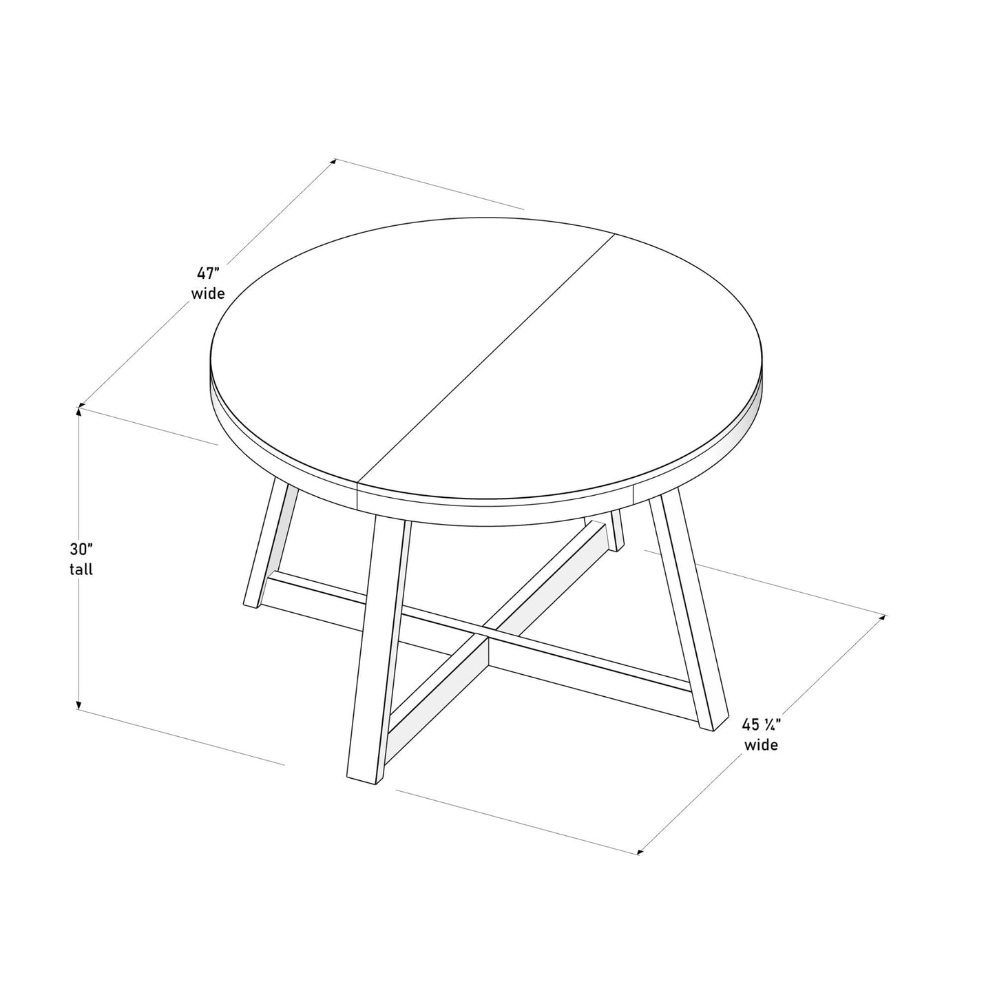 Plank+Beam Round Dining Table, 47 Inch Solid Wood Kitchen Table, Farmhouse Round Table for 4, Small Dinette Table, Seashell Wirebrush - WoodArtSupply