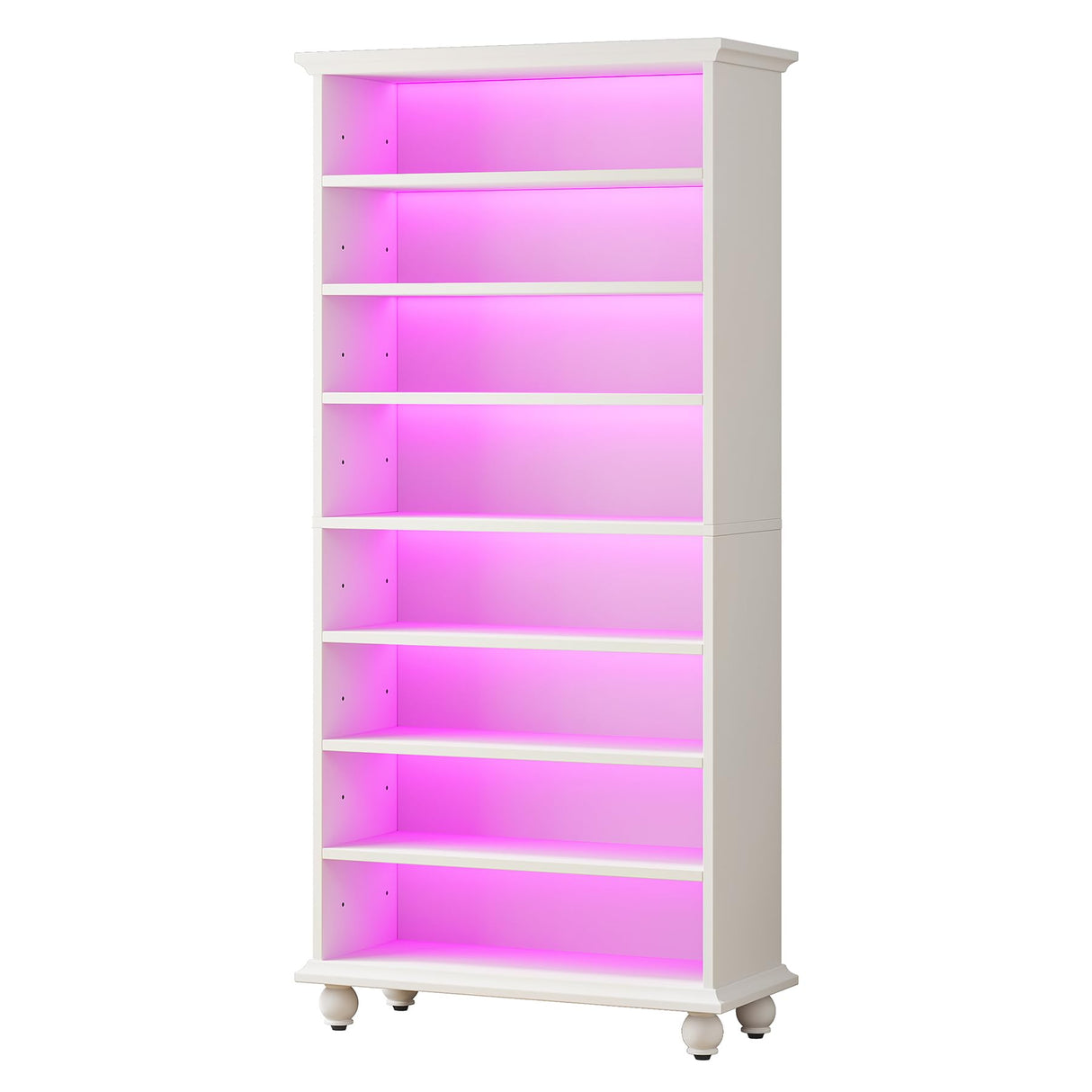 Tribesigns Narrow Tall Shoe Cabinet with LED Lighting, 9-Tier 30 Pairs Freestanding Shoes Storage Cabinet, Wood Shoe Organizer Cabinet with Solid Wooden Legs for Entryway, White (2) Tribesigns