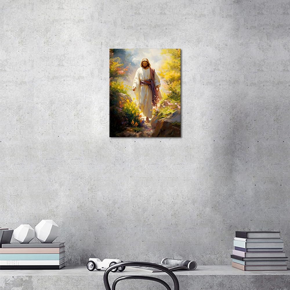 Rebotipy DIY Paint by Numbers for Adults Jesus Adult Paint by Number Kits on Canvas Jesus Walking Down Path Painting by Numbers Kit for Adults Flowers Art Crafts 16x20 in Rebotipy