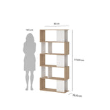Tvilum Maze Modern Bookcase, Display Shelf and Decorative Room Divider with 7 Fixed Storage Shelves in Oak and White Tvilum
