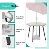 Patiorama 5-Piece Patio Dining Set, Outdoor Dining Table Chair Set, All-Weather Twisted Rattan Wicker Rope Conversation Set, Patio Furniture Set w/Umbrella Hole, 4 Cushioned Chairs&Glass Table(Tan) Patiorama