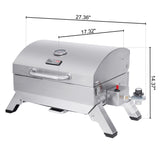 Royal Gourmet GT1001 Stainless Steel Portable Grill, 10000 BTU BBQ Tabletop Gas Grill with Folding Legs and Lockable Lid, Outdoor Camping, Deck and Tailgating, Silver Royal Gourmet