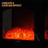 mollie 21-Inch Electric Fireplace Stove 1500W Portable Indoor Freestanding Fireplace Heater with Flame Effect and Adjustable Temperature, Overheating Protection (Black) mollie