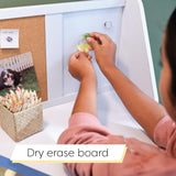 KidKraft Wooden Study Desk for Children with Chair, Bulletin Board and Cabinets, White KidKraft