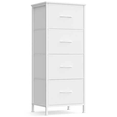SONGMICS Dresser for Bedroom, Chest of Drawers, Steel, MDF, 4 Non-Woven Fabric Drawers, Storage Organizer Unit, Closet, Entryway, Cloud White and Snow White ULGS314W01S SONGMICS