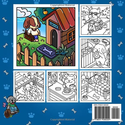 Cute Dogs Scenes Bold & Easy Coloring Book: 50 Adorable Designs of Hygge-Inspired Cozy Moments for Adults and Kids to Color