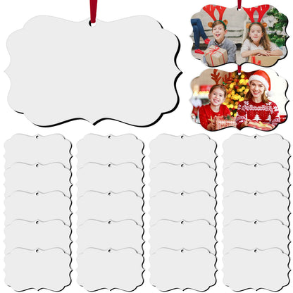 Cridoz 3.9" × 2.8" Sublimation Ornament Blanks, 20 Pieces Sublimation Blanks Ornaments Products for Christmas Day and Halloween Day Decoration