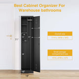 Broom Closet Storage Cabinet Metal Cleaning Tool Cabinet Janitorial Utility Cabinet Cleaning Supplies with Locking Door Broom Rack Shelf for Broom mops Garage Storage 71" Black STANI
