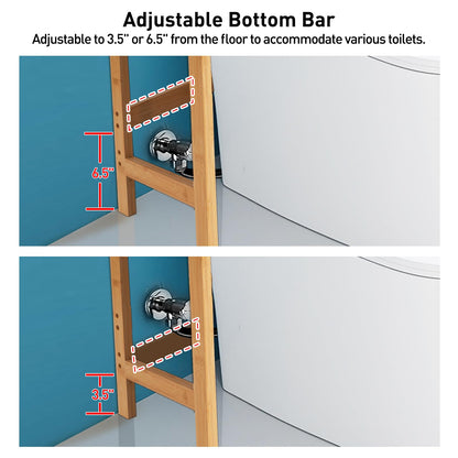 HITOMEN 3-Tier Bamboo Over The Toilet Storage Cabinet with Adjustable Shelves and Hooks - WoodArtSupply