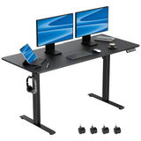VVENACE 55 Inch Electric Standing Desk Adjustable Height with Wheels,Sit Stand Up Desk,Home Office Desk,Computer Workstation Desk,Gaming Desk,Rolling Desk,Work Desk (Spliced Desktop,Black) VVENACE