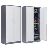 ZAOUS Garage Storage Cabinet, 72'' Tall Metal Storage Cabinets with Lock and 5 Adjustable Shelves for Home, Office, Warehouse, Grey & White ZAOUS