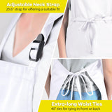 ROTANET Extra Large Aprons for Men Adjustable Bib Aprons with 2 Pockets Cooking Kitchen Bbq Grilling Big Apron for Women Chef Water & Oil Resistant White ROTANET