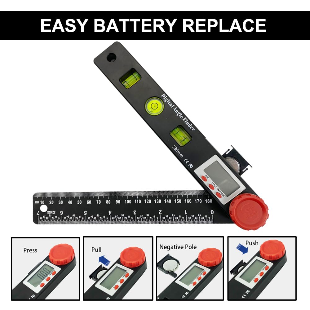 NORTOOLS Digital Angle Finder Protractor,7inch 0-360 degree LCD Digital Protractfor Angle Finder Ruler, Angle Measuring Tool for Woodworking/Carpenter/Construction/DIY Measurement - WoodArtSupply
