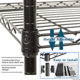 XXkseh Metal Shelf 6 Tier Wire Shelving Unit with Wheels,Heavy Duty Storage Shelves, NSF Garage Kitchen Organizer, Wire Rack Height Adjustable Commercial Grade Rolling Steel Rack,48"x18"x82", Black XXkseh