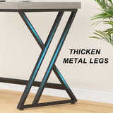 LVB Grey Desk, Industrial Wood Home Office Computer Desk for Bedroom, Farmhouse Metal Wooden Study Work PC Gaming Writing Table, Modern Simple Executive Writing Desk with Storage, 47 Inch, Light Gray LVB