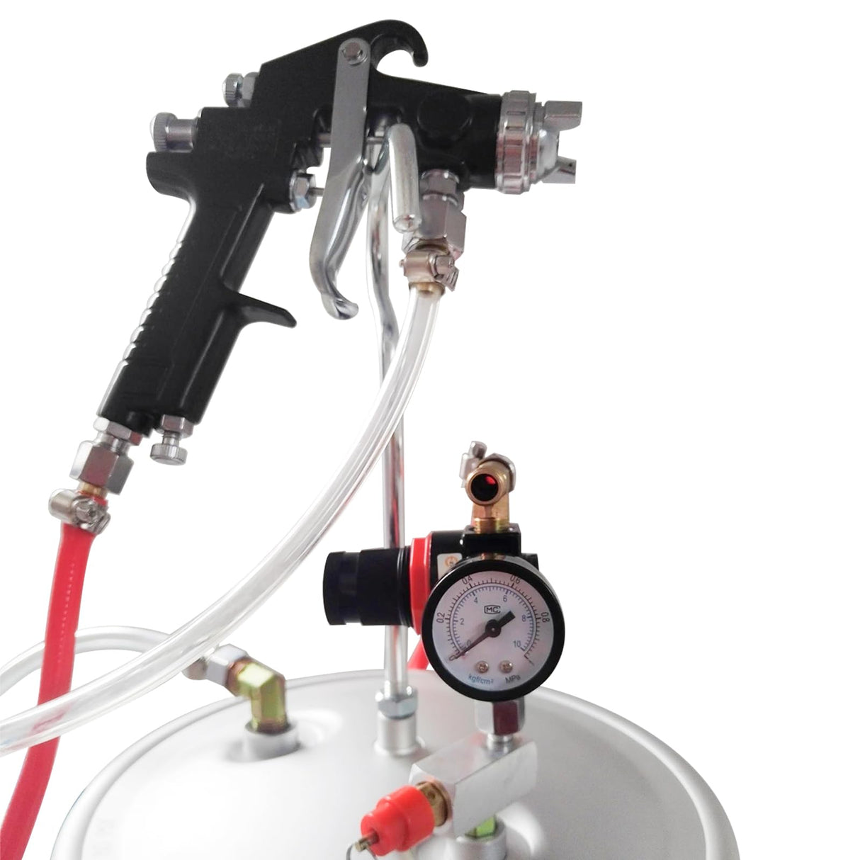 2 1/2 Gallon 10L High Pressure Pot Air Paint Spray Gun, Pressure Tank with Spray Gun and 13-Feet Dual Hose Industrial Painting Painter YaeTek