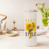 PYD Life Sublimation Glass Blanks Skinny Tumbler Frosted 25 OZ Straight Tumbler Coffee Juice Cups with Lid and Glass Straw for Tumbler Press Sublimation Print 6 Pack PYD Life