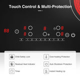 VBGK Electric cooktop 30 inch, 5 burner Electric Stove Built-in and Countertop Electric Stove Top, LED Touch Screen,9 Heating Level, Timer & Kid Safety Lock, 240V 30 inch Electric cooktop VBGK