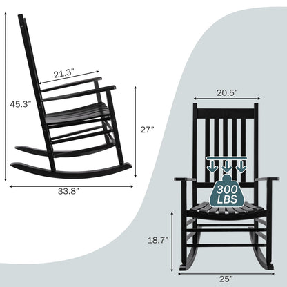 TLGREEN Outdoor Rocking Chair, Solid Wood Oversized Rocking Chair Outdoor with Wide Seat，All Weather Porch Patio Wooden Rocking Chair, Easy to Assemble for Indoor,Outdoor （Black） - WoodArtSupply