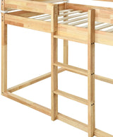 DUORUIMI Playhouse-Inspired Style Wooden Twin Over Full Bunk Bed, Loft Bed with Playhouse, Farmhouse, Ladder and Guardrails, Compatible with Girls Boys Teens (Gray-Play-TOF),bed frame DUORUIMI