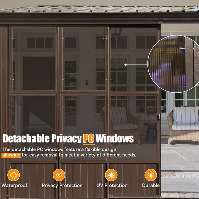 Domi 12'x20' Outdoor Sunroom Kit, Wall Mounted Solarium All Weather with 3 Sliding Double Doors, Aluminum Lean to Gazebo with Galvanized Steel Roof, Detachable PC Screen for Patio, Deck, Backyard domi outdoor living