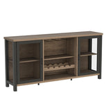 Launica Wine Bar Cabinet, Industrial Coffee Bar Cabinet Farmhouse for Liquor and Glasses, Sideboard Buffet Cabinet with Storage Rack for Home Kitchen Dining Room, Rustic Oak, 55 In Launica