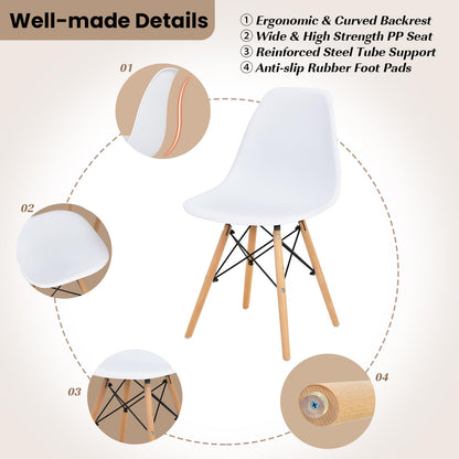 Tangkula Space-Saving Round Dining Table Set for 4 with Solid Wood Legs in White