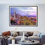 5D Diamond Painting, Seattle Skyline Washington Diamond Embroidery Paintings, DIY Diamond Painting Kits for Adults Diamond Art Home Wall Decor, 12x16 Inch IPISSOI