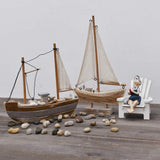 Linfevisi Wooden Sailboat Decorations Nautical Sail Boats Model Decoration Beach Coastal Ocean Themed Home Decor Ornaments Table Top Rustic Decorative Wood Sailing Boats Ships Nautical Decor 10.75" H Linfevisi