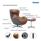 Nouhaus Classic Massage Chair with Ottoman – Caramel Leather Recliner with Percussive Shiatsu Massager, Built-in Speaker & Full Body Spot Massage – Ultimate Comfort for Home & Office Nouhaus