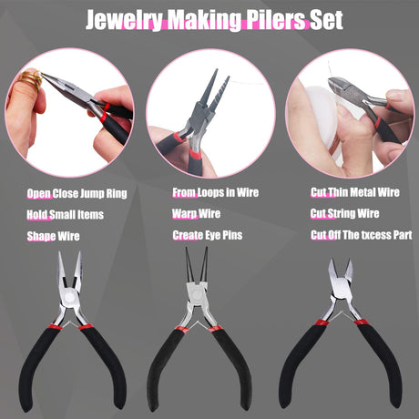MONVICT Jewelry Making Supplies Kit with Jewelry Making Tools, Findings, Necklace Chain, Jewelry Wires, Adjustable Magnifier, Carry Bag, Meet All The Needs of Jewelry Making, Repair, Beading MONVICT