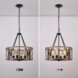 SANTOSTOCK Modern Farmhouse Chandelier, Rustic 4-Light Dining Room Chandelier Light Fixture Kitchen Island Light, Adjustable Hanging Light for Bedroom Entryway Foyer Living Room, Grey Wood SANTOSTOCK