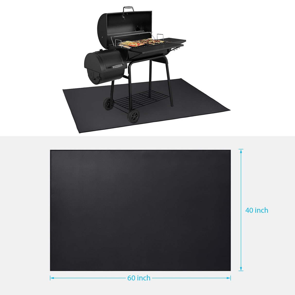 Large Under Grill Mat 60 ×40 Inch for Outdoor Charcoal, Smokers, Gas Grills, Deck and Patio Protective Mats, Fireproof Grill Pads, Indoor Fireplace Mat Prevents Ember Damage Wood Floor Cvtayn