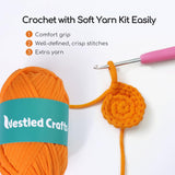 NestledCrafts Beginners Crochet Kit, Amigurumi Crochet Animal Kit, Easy Learn to Crochet with Step-by-Step Video Tutorials, 3PCS The Chick Family for Kids & Adults NestledCrafts