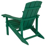 Flash Furniture Charlestown Commercial Grade Indoor/Outdoor Adirondack Chair, Weather Resistant Durable Poly Resin Deck and Patio Seating, Green Flash Furniture